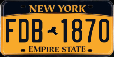 NY license plate FDB1870