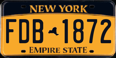 NY license plate FDB1872