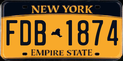 NY license plate FDB1874