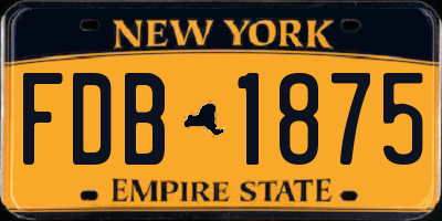 NY license plate FDB1875