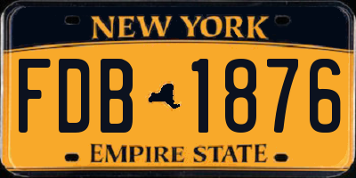 NY license plate FDB1876