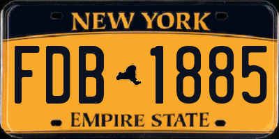NY license plate FDB1885