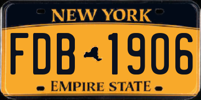 NY license plate FDB1906