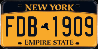 NY license plate FDB1909