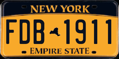 NY license plate FDB1911