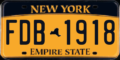 NY license plate FDB1918