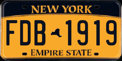 NY license plate FDB1919