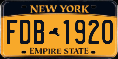 NY license plate FDB1920