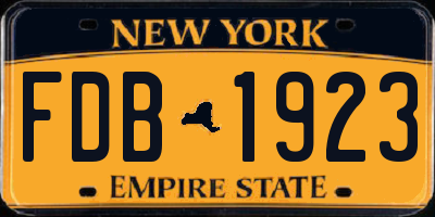 NY license plate FDB1923