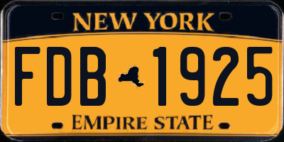 NY license plate FDB1925