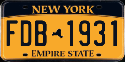 NY license plate FDB1931