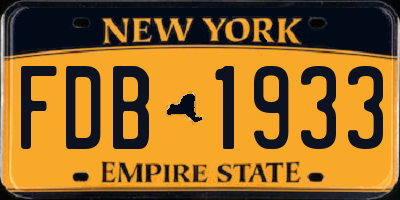 NY license plate FDB1933
