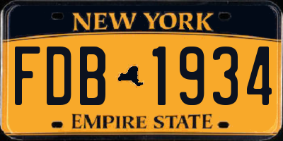 NY license plate FDB1934