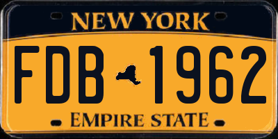 NY license plate FDB1962