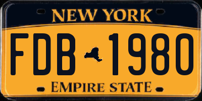 NY license plate FDB1980