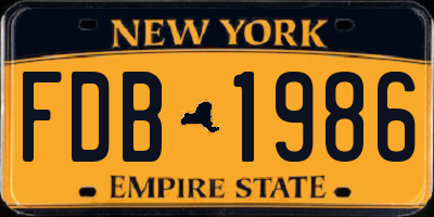 NY license plate FDB1986