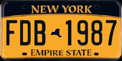 NY license plate FDB1987