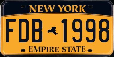 NY license plate FDB1998