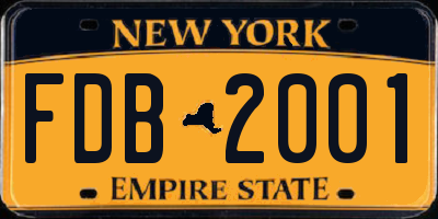 NY license plate FDB2001
