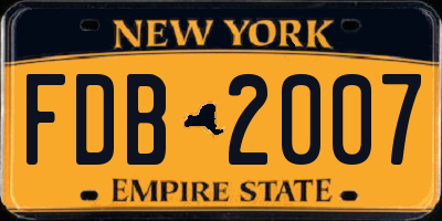 NY license plate FDB2007