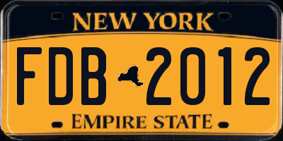 NY license plate FDB2012