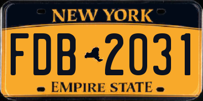 NY license plate FDB2031