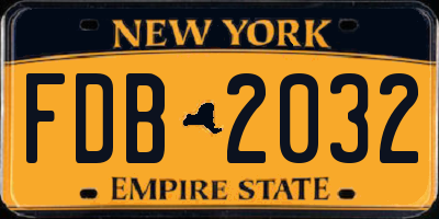 NY license plate FDB2032