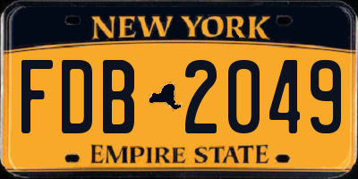 NY license plate FDB2049