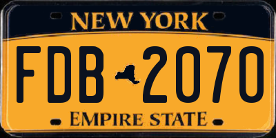 NY license plate FDB2070