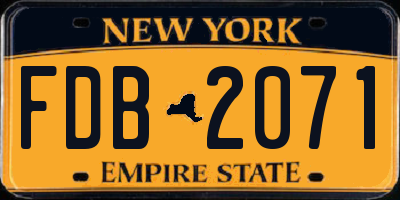NY license plate FDB2071