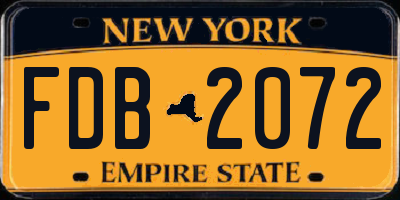 NY license plate FDB2072