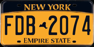 NY license plate FDB2074