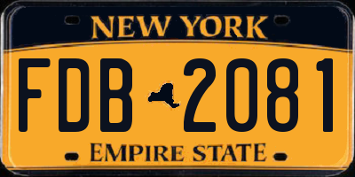 NY license plate FDB2081