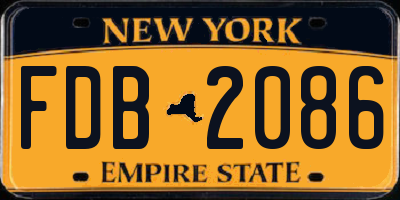 NY license plate FDB2086