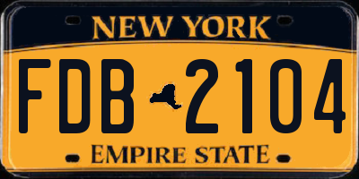 NY license plate FDB2104