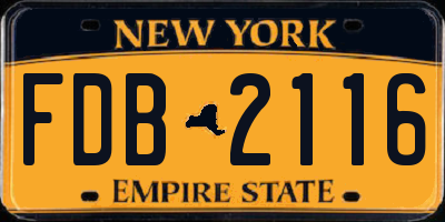 NY license plate FDB2116