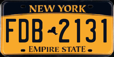 NY license plate FDB2131