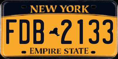 NY license plate FDB2133