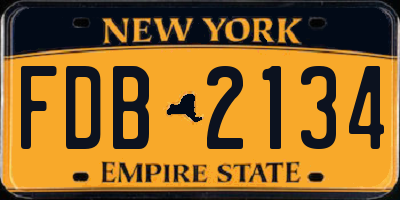 NY license plate FDB2134