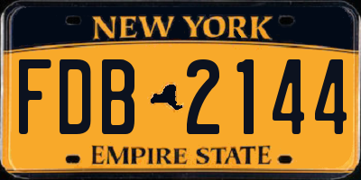 NY license plate FDB2144