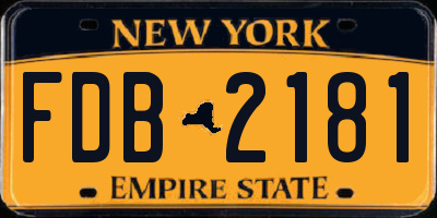 NY license plate FDB2181