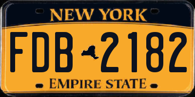NY license plate FDB2182