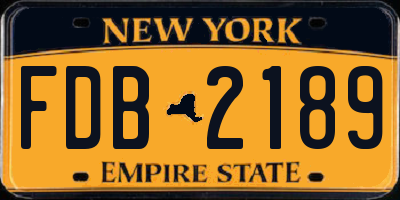 NY license plate FDB2189