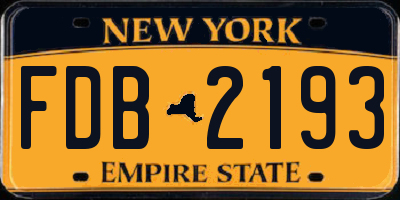 NY license plate FDB2193