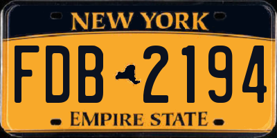 NY license plate FDB2194