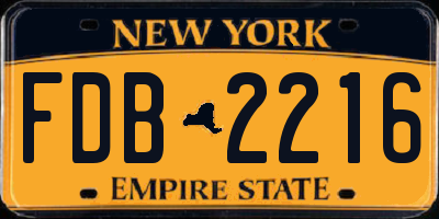 NY license plate FDB2216