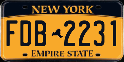 NY license plate FDB2231