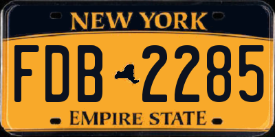 NY license plate FDB2285