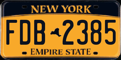 NY license plate FDB2385