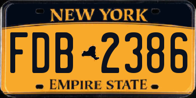NY license plate FDB2386